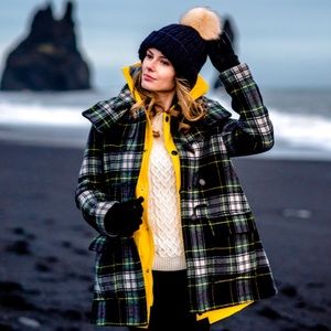 Gloverall slim mid length duffle in check plaid